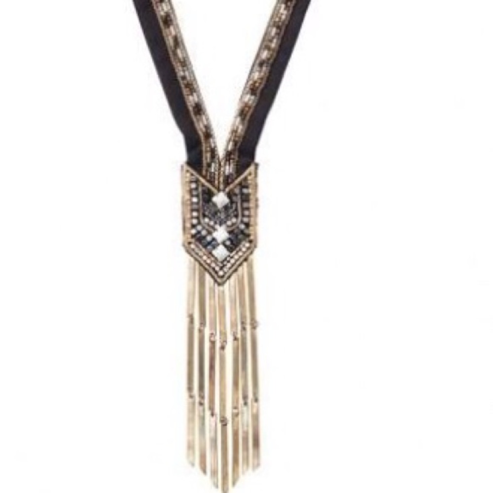 Stella & Dot | Gorgeously Exotic Black+Gold Handbeaded Nile Necklace - Picture 5 of 9